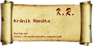 Kránik Renáta névjegykártya
